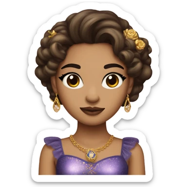 Create the zodiac sign leo as a brunette girl with elaborate makeup and dress that matches the zodiac sign  sticker