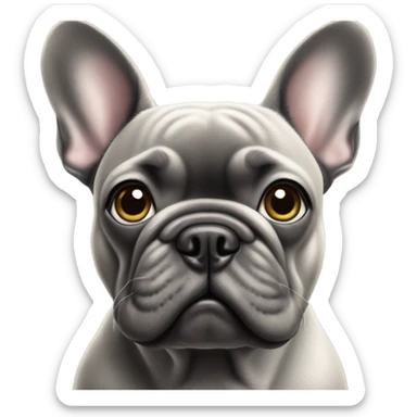 realistic gray French boldog staring at viewer sticker