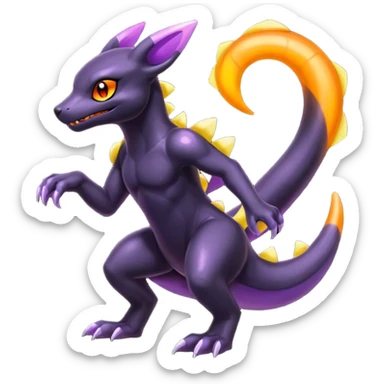 Shiny Iridescent Dusknoir-Salandit-Umbreon-Fakémon-hybrid-creature (full body)  sticker