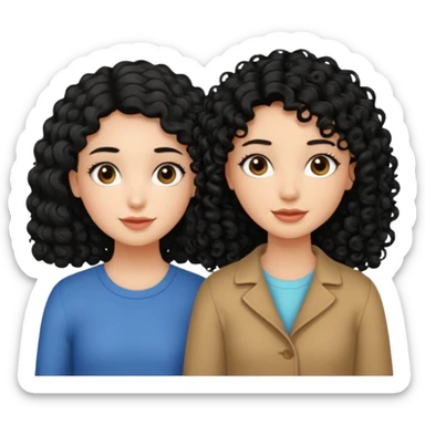 a pretty bratz fair girl with curly black hair with another girl bestfriend. Seconc girl has straight hair and is tan sticker