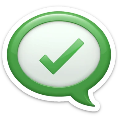 white speech bubble emoji containing green check mark sticker