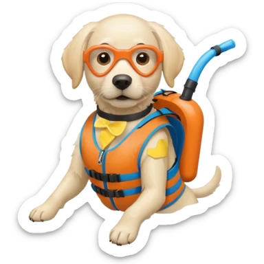 White labrador with snorkel and and swimmers vest sticker