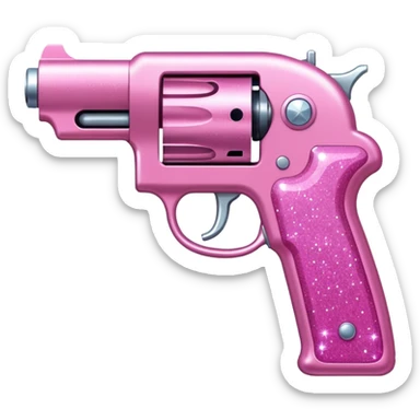 Pink glitter gun sticker