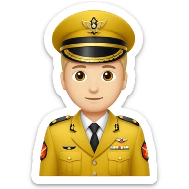 Eine salutierenden Emoji (Hautfarbe: gelb ) in Armee Klamotten männlich salutierend sticker