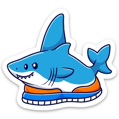 A shark with blue nike shoes sticker
