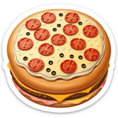  A burger with pepperoni and cheese toppings and cheese pizza  sticker
