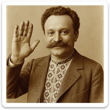 waving his palm sticker