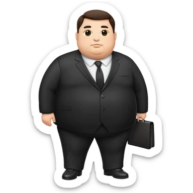 photorealistic full-length fat official in a black suit sticker