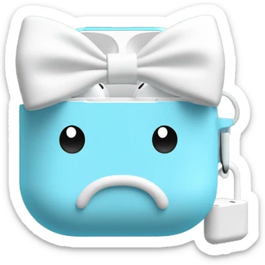 Light blue AirPod pros case with white bow sticker