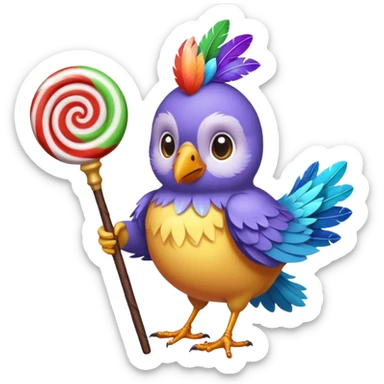 A bird with a magic candy staff sticker