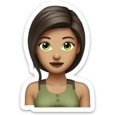 baddie brunette with green eyes and beige skin hot outfit sticker