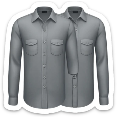 Duas camisas sociais de botão manga longa em tons de cinza, sem ninguém usando, somente camisa  sticker