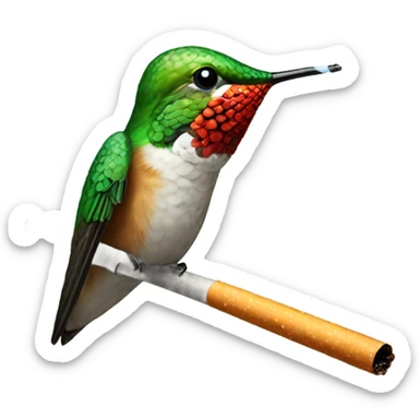 A hummingbird smoking a cigarette  sticker