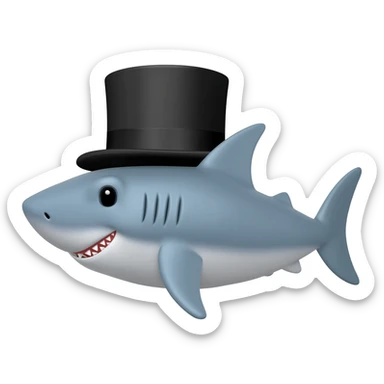 Shark with a top hat sticker