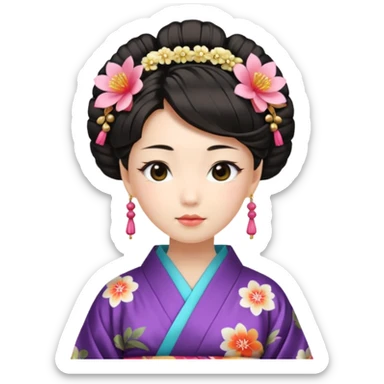 Japanese Princess with floral hairpin sticker