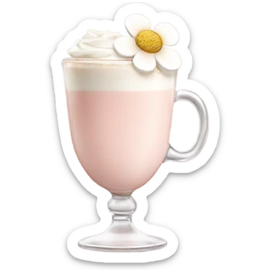 Light Pink latte classy in glass with flower sticker