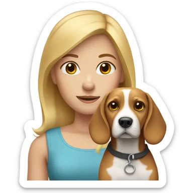 blonde girl with beagle dog  sticker