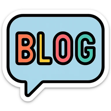 speech bubble with the word 'blog' in bold, multicolored letters, modern icon style sticker