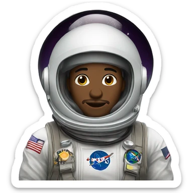 Picture of an African-American man wearing a space helmet sticker