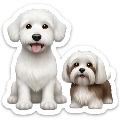 A white bichon dog and a Brown grey Mixed havanese dog  sticker