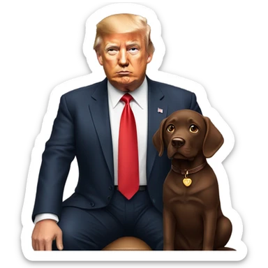 Donald trump with a chocolate lab dog sticker