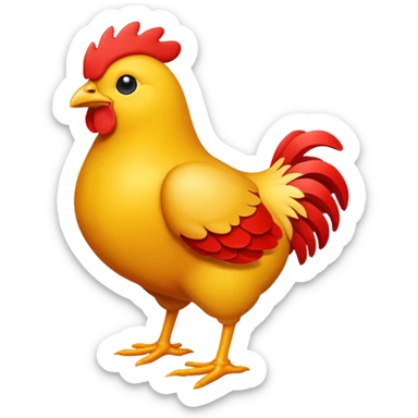 I’d like you to create a chicken emoji with red wings and red legs, while the rest of its body should be yellow.
 sticker