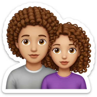Light skin couple, girl with brown curly hair sticker
