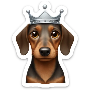 Wire-haired dachshund, brown, with a crown on the head sticker
