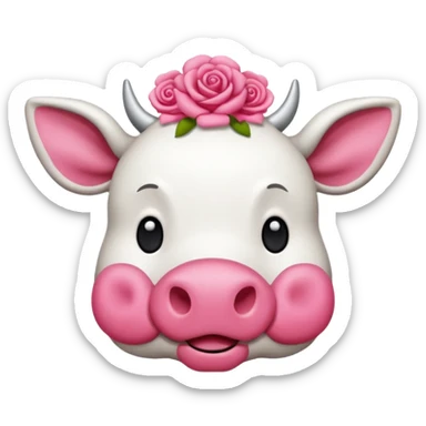 hazme una vaca con manchas rosas estilo cartoon en 2D sticker