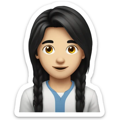 european teenager boy long black hair sticker