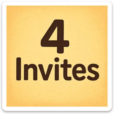 128x128 image with the text '4 Invites' in bold black font, centered on a smooth yellow gradient background, clean, legible, no extra icons or decorations sticker