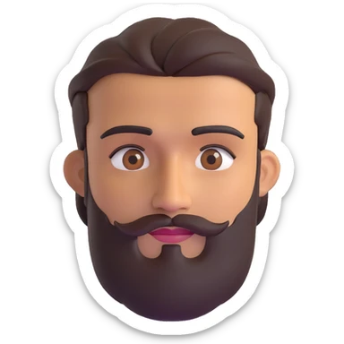 man with medium beard, connected eyebrows, olive tan skin, and brown eyes sticker