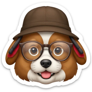 собака с очками в шляпе sticker