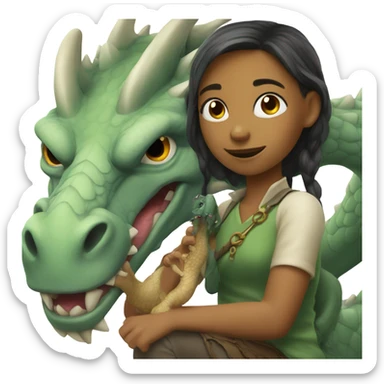 Girl with dragon sticker