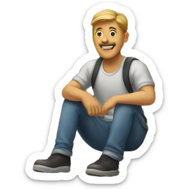 a man is sitting on the roof of a house sticker