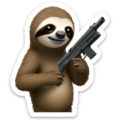 Sloth with gun sticker