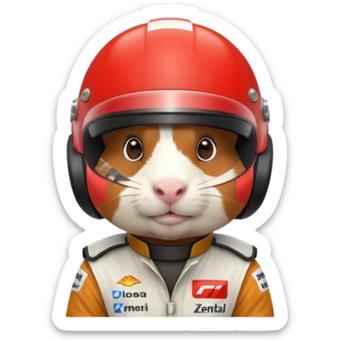 cute guinea pig dressed as a Formula 1 driver sticker