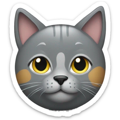 Grey cat with a New Year's ball  sticker