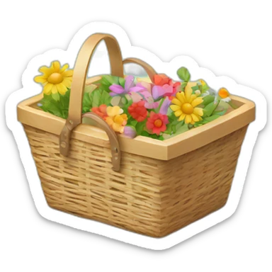 picnic basket with flowers and design tools inside sticker