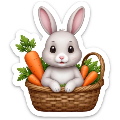 Rabbit with carrot in basket sticker