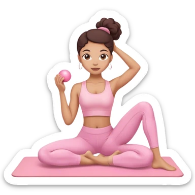 lightskin girl wearing light pink doing pilates sticker