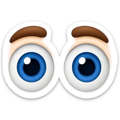 Create an eyes emoji inspired by the reference image but styled in iOS emoji style. The eyes should be large and expressive with blue irises, no face, just the eyes. sticker