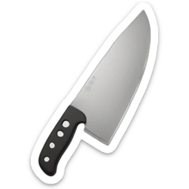 a knife cuts a white rectangle with rounded edges into two parts sticker
