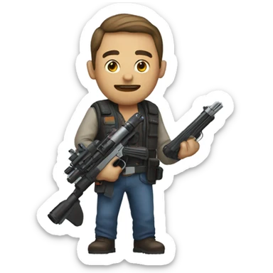 Man with blaster sticker