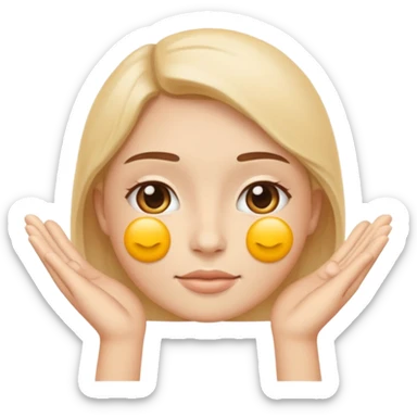 Minimal emoji representing reduced facial puffiness, soft hand gesture shaping the face contour, balanced and natural appearance, wellness-focused, simple and easy to understand
 sticker