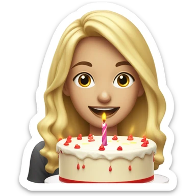 Blonde white beautiful girl blowing candles sticker