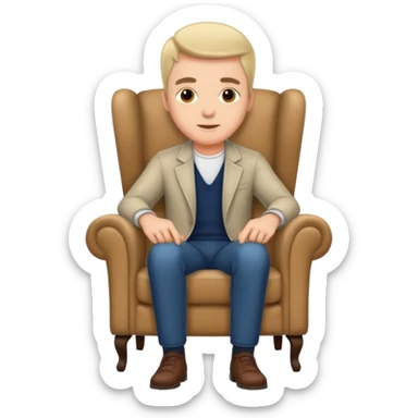 man sitting in an armchair sticker