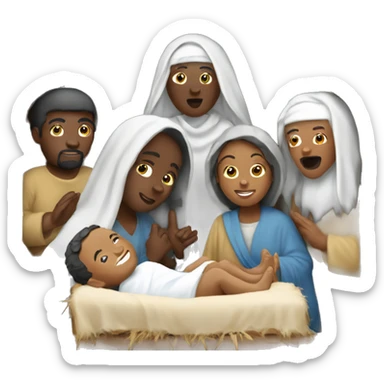 nativity scene  with white peoples  sticker
