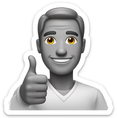 monochrome portrait of a man with thumbs up  sticker