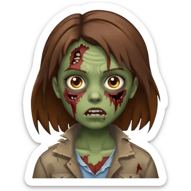 menina zumbi com a cara arranhada e franja morena sticker